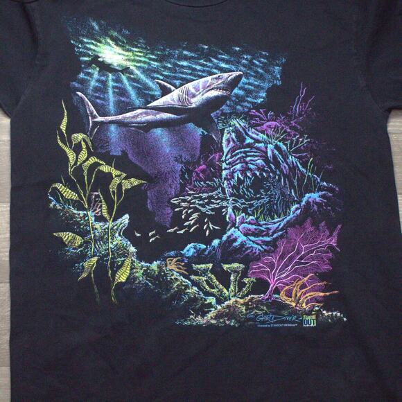 Vintage Stand Out Designs 1993 Gardner Shark T Shirt Size XL - Picture 1 of 6